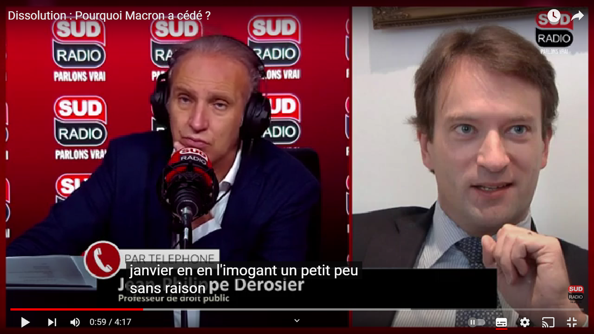 Жан-Филип Дерозьер справа. Скриншот с канала SudRadio в YouTube.