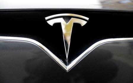 The company logo is pictured on a Tesla Model X electric car in Berlin, Germany, November 13, 2019. REUTERS/Fabrizio Bensch/File Photo