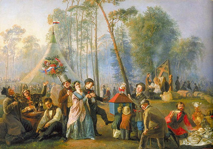 «Гулянье в Марьиной Роще». /Картина худ. В.Астрахова, 1852 год.