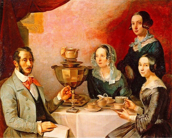 Тимофей Мягков "Семейство за чайным столом (Семейный портрет)", 1844г.