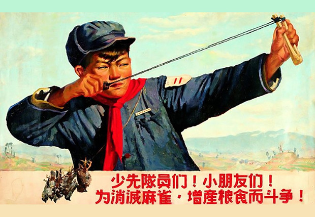 Китайские плакаты, агитирующие убивать воробьев