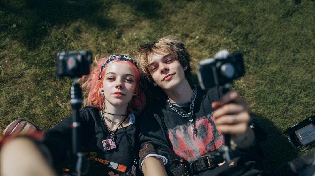 Стилизованное изображение пары в цифровом пространстве