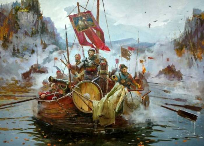 Казаки Ермака в походе