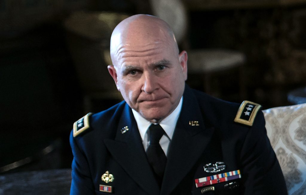 Lt. Gen. H.R. McMaster looks on as President Trump announces him as his national security adviser at Trump's Mar-a-Lago resort in Palm Beach, Fla., on Monday.