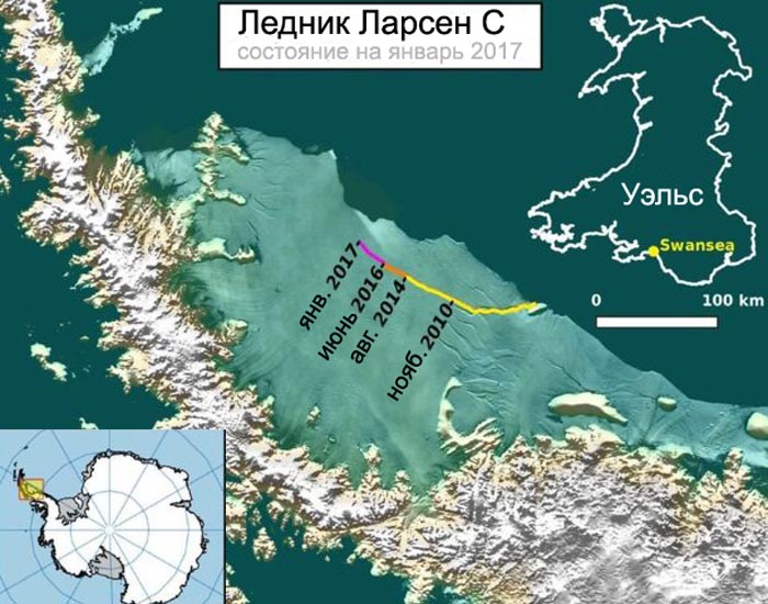 Ожидание неизбежного: от Антарктиды скоро отколется громадный айсберг