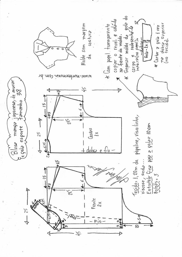 Выкройки блузки с узлом Выкройки блузки с узлом одежда,своими руками,сделай сам
