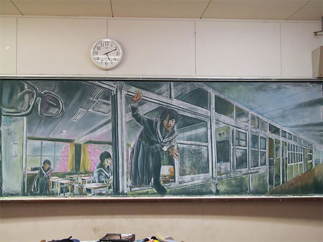 Рисунки на школьных досках японских школ 