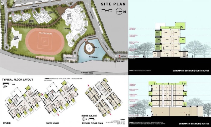 План территории многофункционального жилого комплекса STUDIOS 90, разработанный Sanjay Puri Architects.