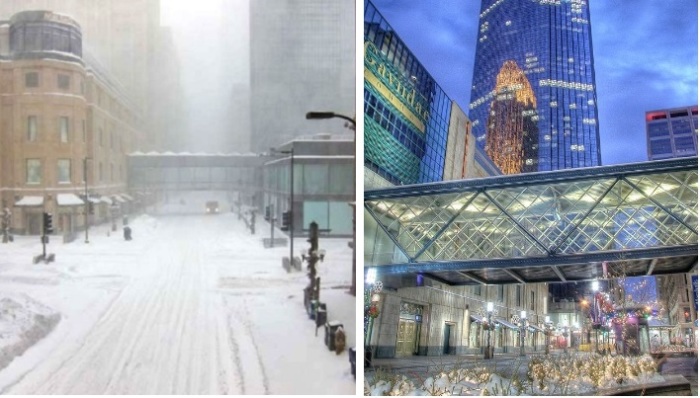 В мегаполисе построили 18 км переходов между зданиями: теперь жители зимой ходят в летней одежде город,Миннеаполис,переходы между зданиями