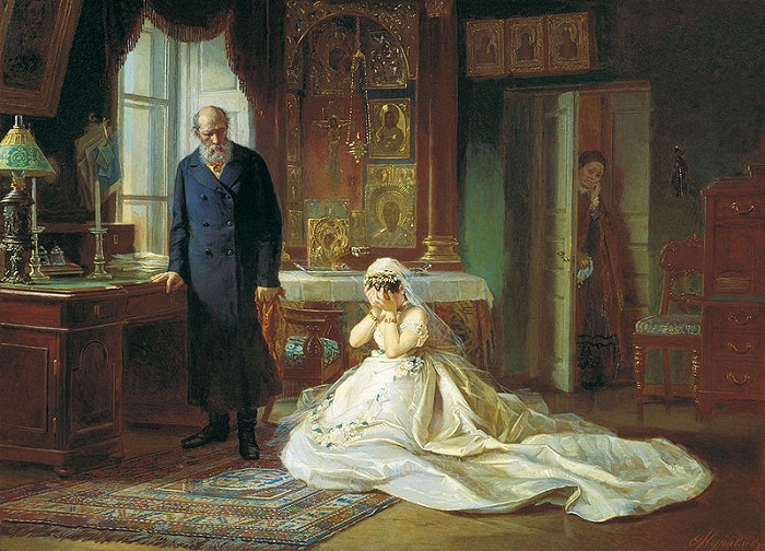 «Перед венцом». (1874). Автор: Фирс Журавлев.