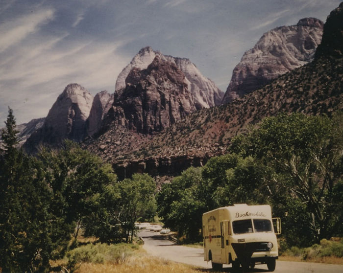 Utah State Library Bookmobile On The Road Circa 1970