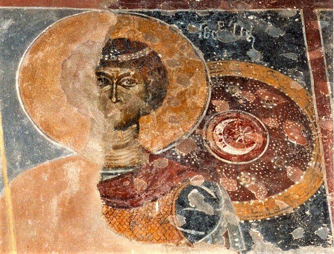 Византийская фреска с полумесяцем и звездой.