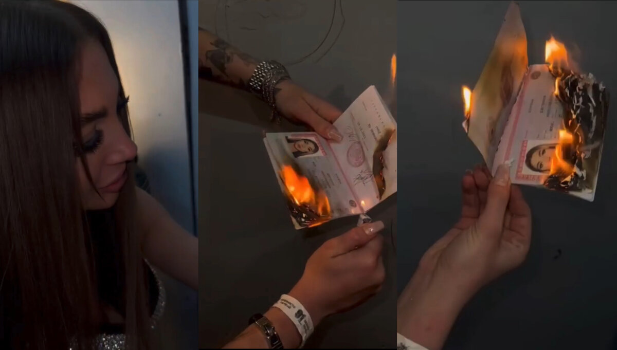 Хоффман сжигает свой паспорт. Коллаж автора. Скриншоты для коллажа сделаны из видео.