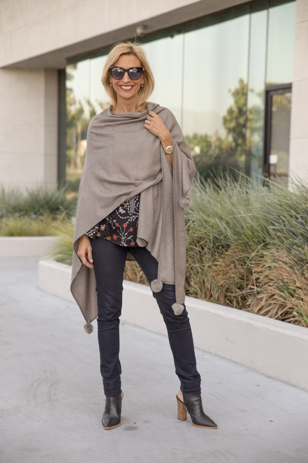 womens stone colored poncho wrapped 