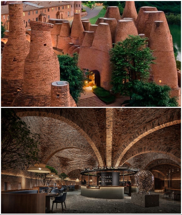 В Китае открыли ресторан-инсталляцию похожую на огромный кирпичный термитник (50% Cloud, Китай).