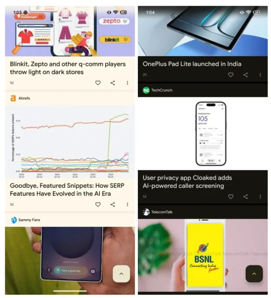 Google только сейчас добавила кнопку быстрой прокрутки в ленту Discover