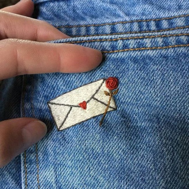 Простая, но крутая вышивка по джинсовой ткани, идеи вдохновение,вышивка по джинсовой ткани,идеи