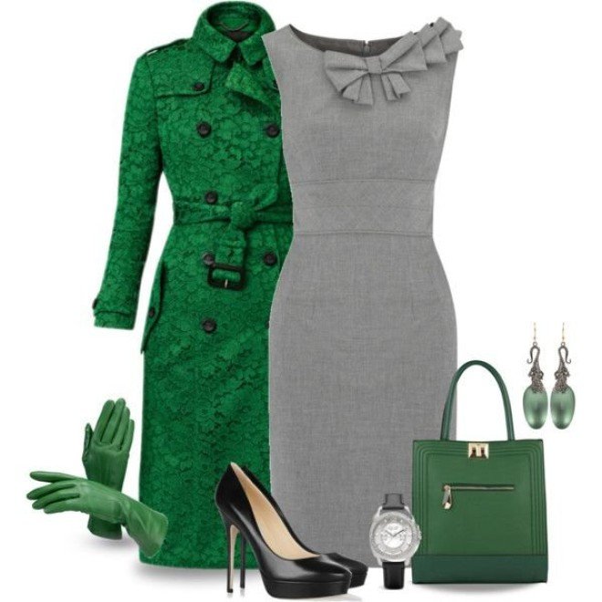 Сочетания с зеленым цветом в одежде женщины
