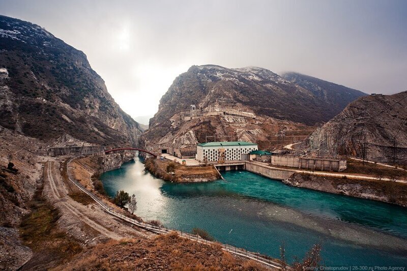 Прогулка по плотине на реке Сулак ГЭС,Дагестан,плотина,Россия
