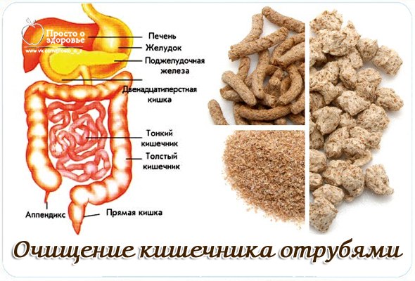 Очищение кишечника отрубями