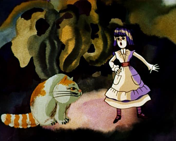 Кадр из мультфильма «Алиса в стране чудес», для которого Ширвиндт озвучил роль Чеширского кота, 1981 год