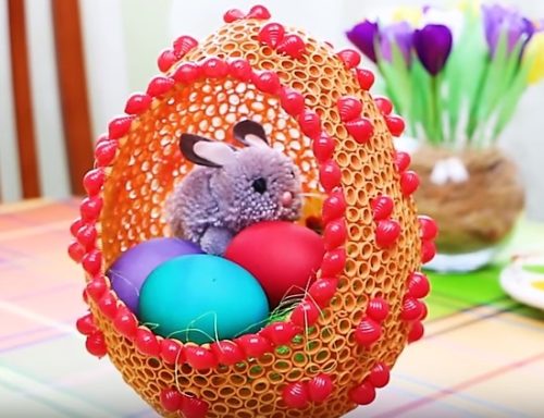 Чудесная пасхальная поделка из шарика и макарон домашний очаг,,новая жизнь старых вещей,пасхальные поделки,переделка,поделки,рукоделие,своими руками