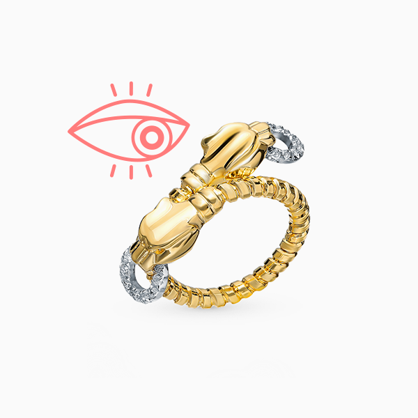 Кольцо SL, белое и розовое золото, фианиты
