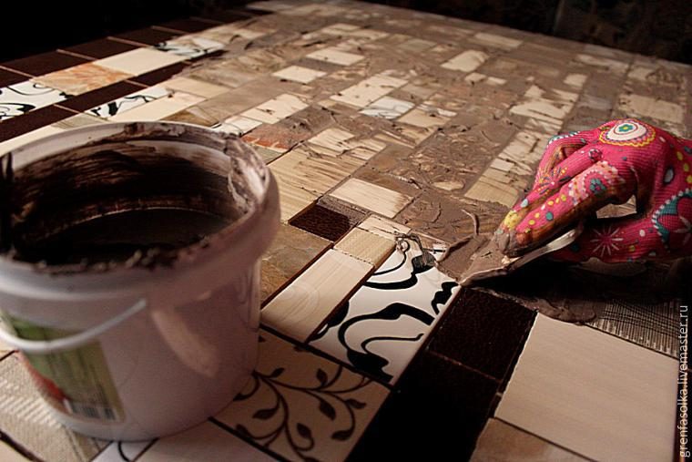 Столешница из остатков керамической плитки домашни,очаг,ремонт,рукоделие,своими руками,сделай сам,стол,умелые руки
