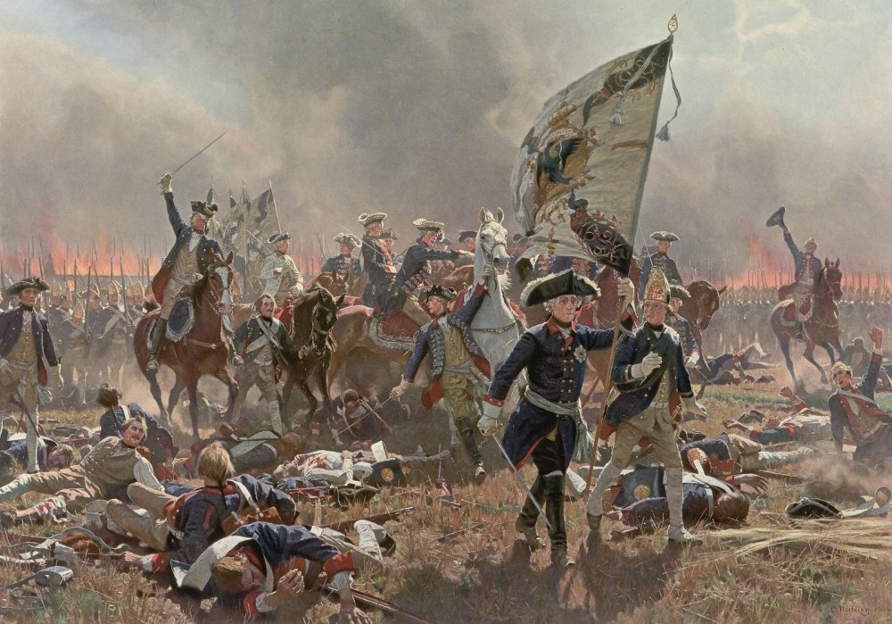 К. Ролинг. Битва при Цорндорфе. С флагом - Фридрих II. 1758 год.