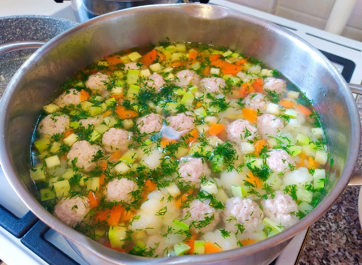 Овощной суп с фрикадельками без картошки