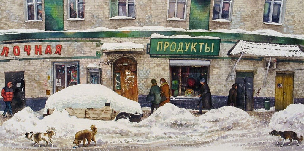 На старых улицах Москвы. Акварели Алёны Дергилёвой