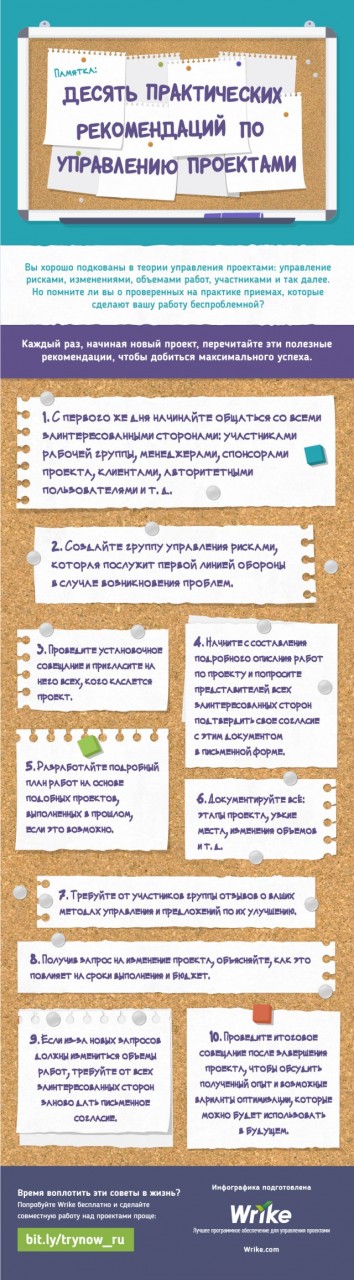 Десять практических рекомендаций по управлению проектами