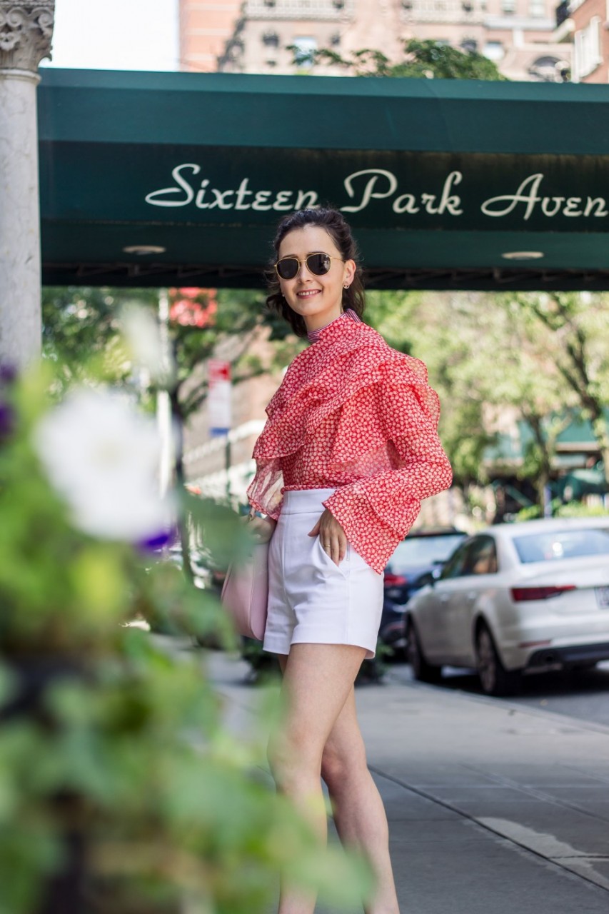 NYC Blogger: Off the shoulder print top 7