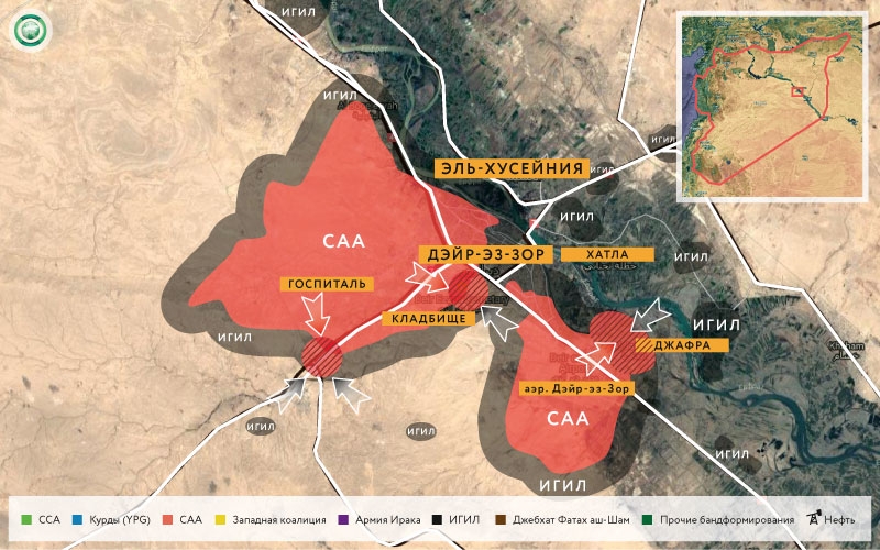 Карта военных действий в окрестностях Дейр эз-Зора