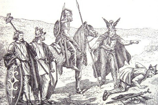 Галльские воины на иллюстрации XIX века из французской энциклопедии