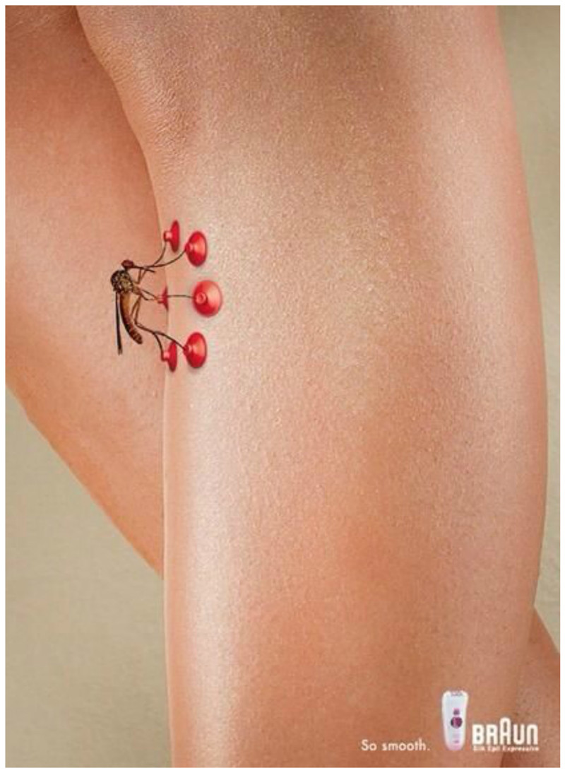 Бритва Браун - настолько гладко, что даже комарам понадобятся присоски интересно, красиво, креатив, реклама