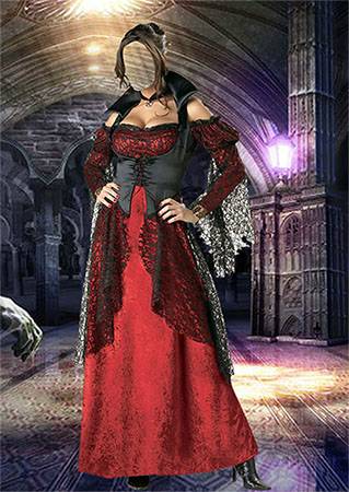женский фотошаблон Вампирша в замке