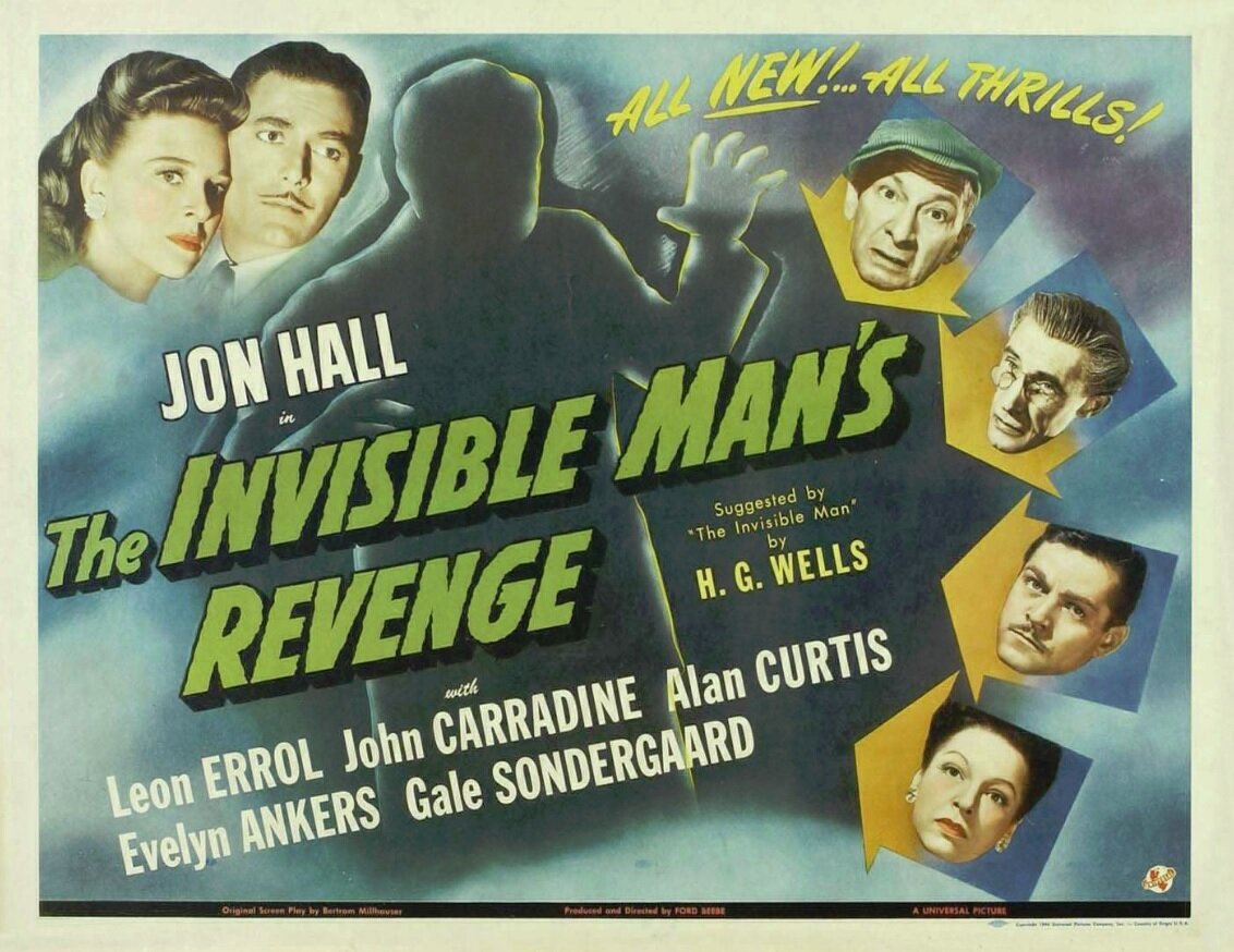 Следом вышел третий - "Месть человека-невидимки"(1944). Как и предыдущий, он практически не имел отношения к Уэллсу, а лишь эксплуатировал спецэффекты невидимости (кстати, если сравнить их с советским фильмом - легко заметить, как наши комбинаторы отстали). Потом последовали "Невидимый агент", "Женщина-невидимка", в общем, попытка создать франшизу, типа того же Франкенштейна...