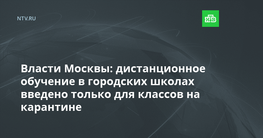 Власти Москвы: дистанционное обучение в городских школах введено только для классов на карантине