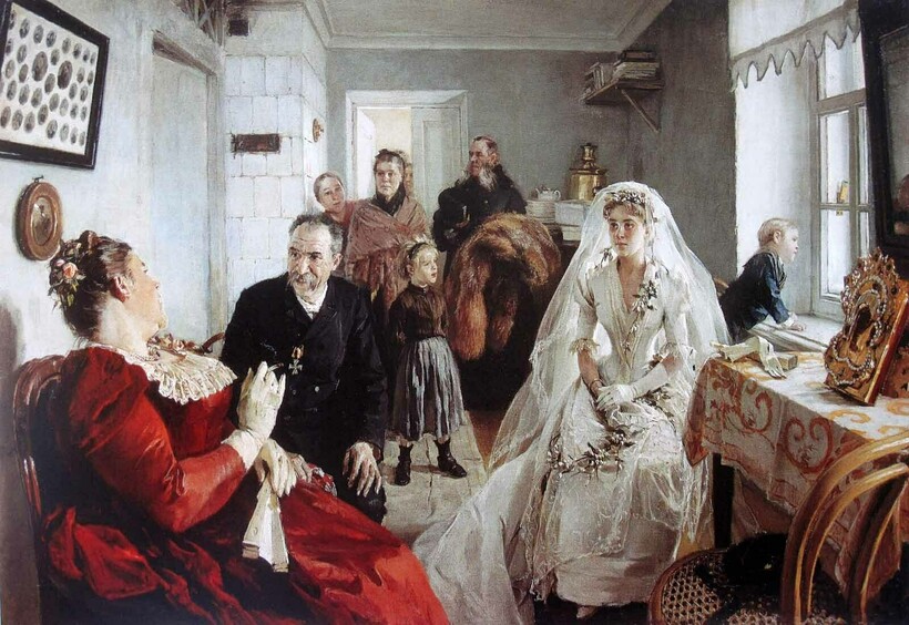 Илларион Прянишников «В ожидании шафера», 1890 год 