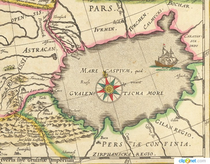 Каспийской море с карты Willem Janszoon Blaeu 1635.