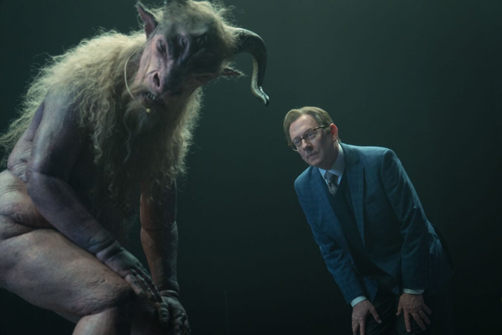 L-R Fedor Steer as The Manager and Michael Emerson as Leland Townsend appearing in Evil episode 9, season 4, streaming on Paramount+, 2023. Photo Credit: Elizabeth Fisher/Paramount+