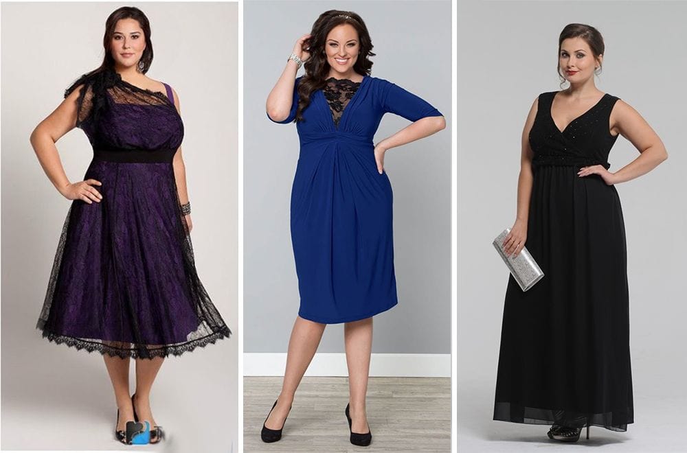 Примеры и правила выбора вечерних платьев для женщин размера plus size
