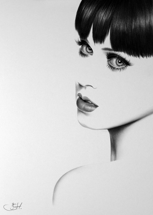 Katy Perry-Bleistift Zeichnung (498x700, 130Kb)