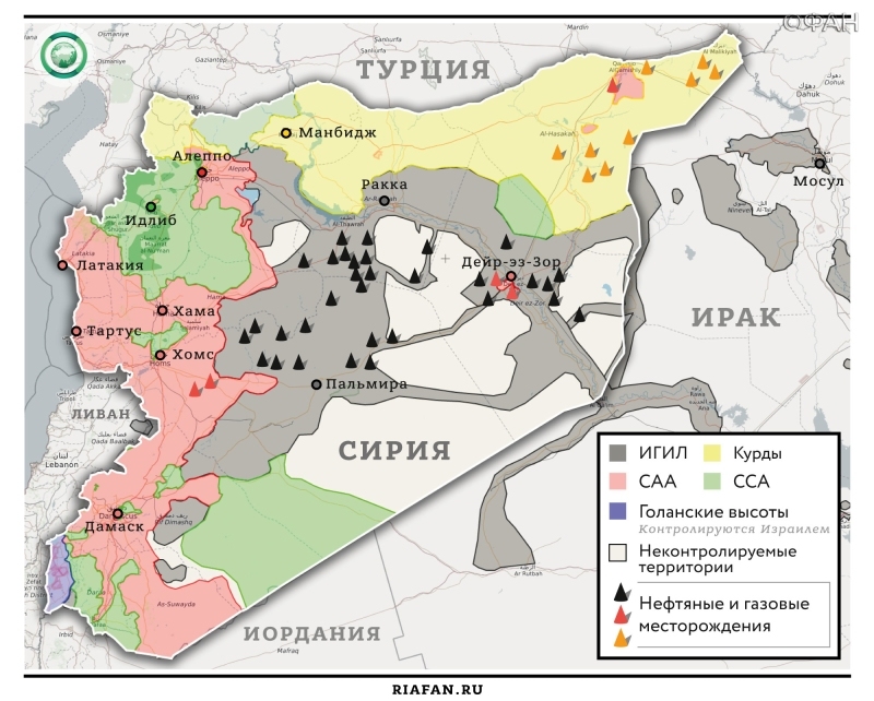 Карта нефтяных месторождений сирии
