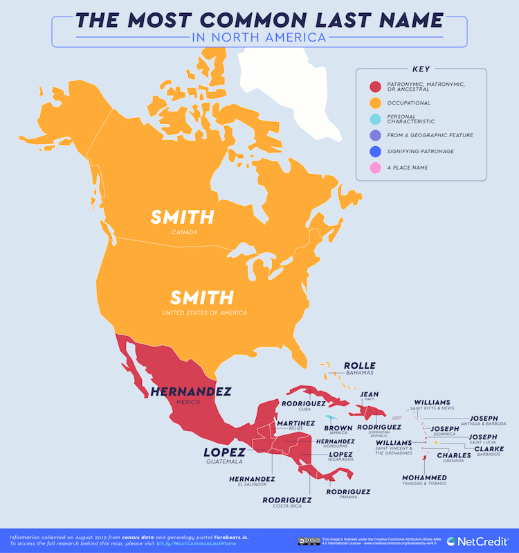 Любопытные карты, показывающие самые распространенные фамилии в разных странах интересное,карты,мир,фамилии