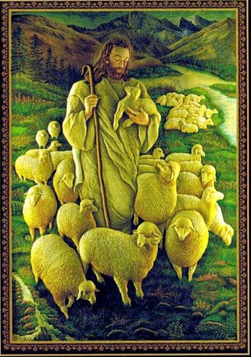 Вышивка «Добрый пастырь» (2,52×1,9 м), мастер Шамсуддин, техника объемного Зардози