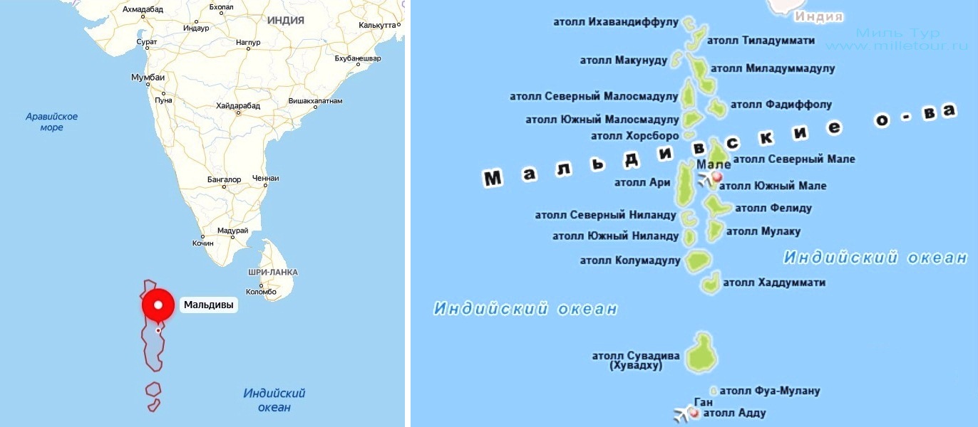 Карта мальдивских островов