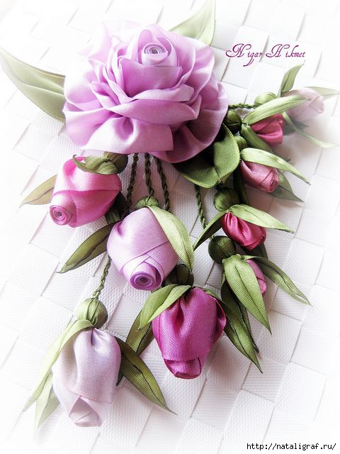 Вышить розу лентами Вышить розу лентами вышивка лентами,сделай сам,Хенд мейд