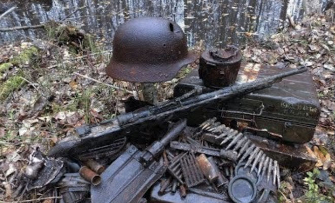 Черные копатели распечатали старый бункер и нашли внутри орудие с немецких позиций